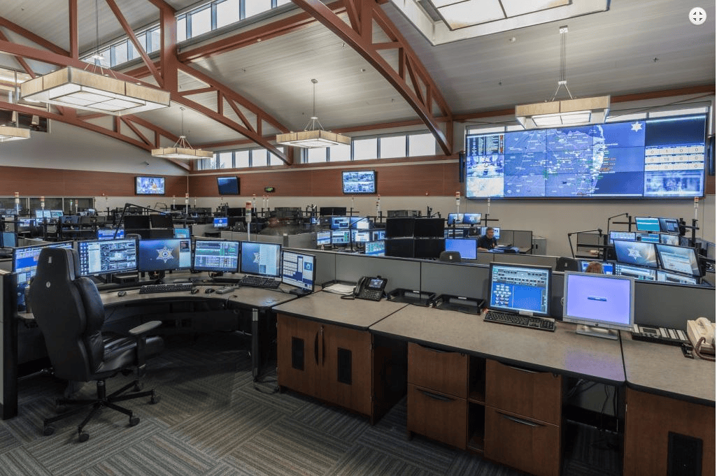 A picture of a 911 communication center